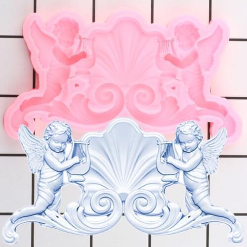 Sugarcraft Angel Baby Silicone Cake Border Fondant Molds DIY Baby Birthday Cake Decorating Tools Candy Chocolate Gumpaste Mould