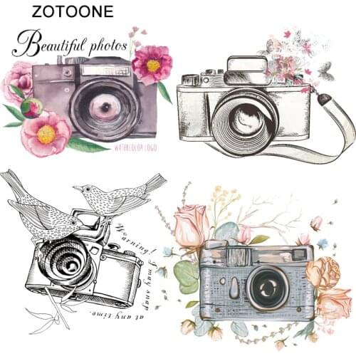 ZOTOONE Iron on Patches for Clothing Fashion Art Camera Bird Clothes Stickers Printed Heat Transfer DIY Vinyl Ironing Applique G