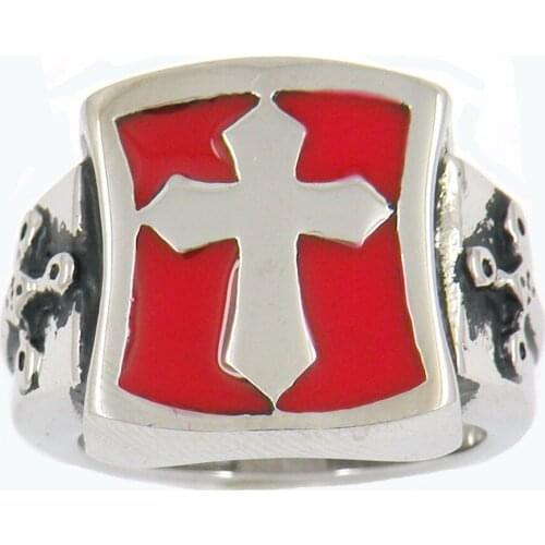 FANSSTEEL Stainless Steel Jewelry Shield Cross Ring FSR10W74R