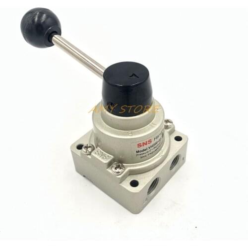 VH200-02 1/4" BSP 3 Position 4 Way Air Rotary Lever Hand Valve Rotary 0-8kgf/cm2 Max: 1.0Mpa