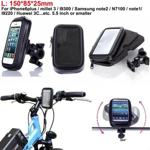 All Mobile Phones 360° Bicycle Motor Bike Waterproof Phone Case Mount Hold S L size Bicycle Accessories