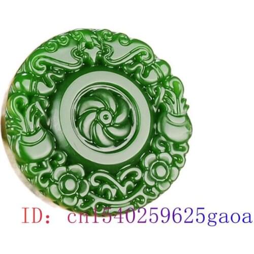 Green Jade Flower Pendant Necklace Chinese Jewelry Gifts Jadeite Women Natural Charm Carved Fashion Men Amulet