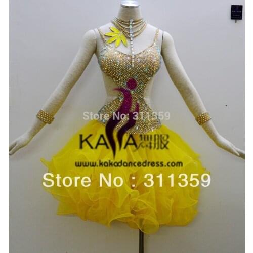 KAKA-L130414,Women Latin Dance Wear,Girls Salsa Competition Dress Ladys Tango Samba Rumba Chacha Dance Dress,Dance Dress Latin