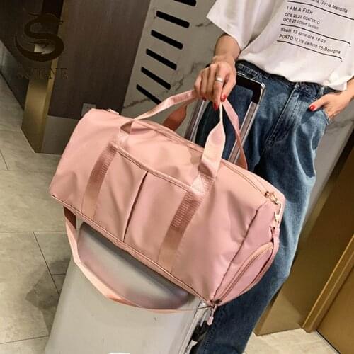 Women Travel Handbag Waterproof Oxford Shoulder Bag Large Luggage Bags Weekend Organizer Gym Bag With Shoes Wet Pockets XA313M