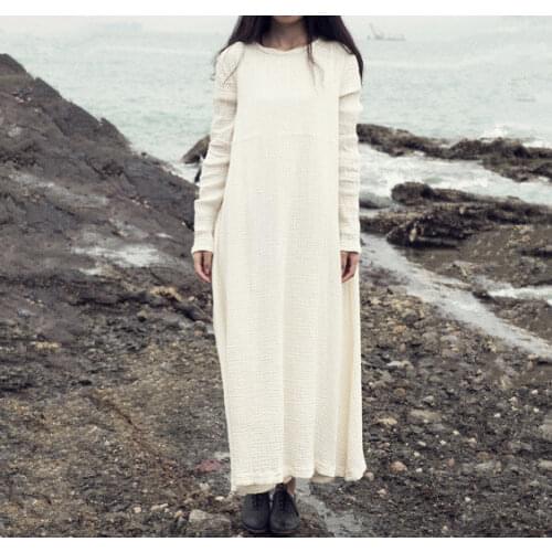 2020 Spring Women cotton linen dress Autumn long sleeved loose casual long dress Large Size S- 5XL 6XL Vintage Dress Vestidos