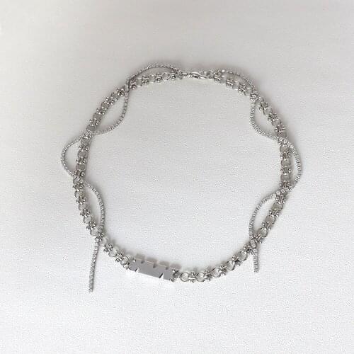 Cold wind woven thread flow combination Necklace female design temperament simple clavicle chain neck chain