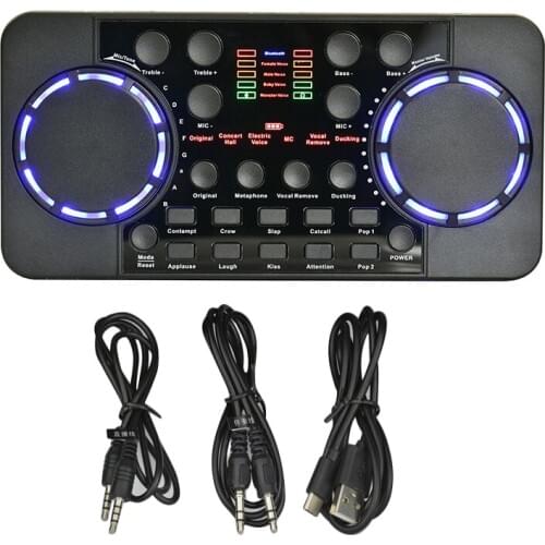 V300 PRO Sound Card 10 Sound Effects Bluetooth Noise Reduction Audio mixers Headset mic Voice Control for Phone PC