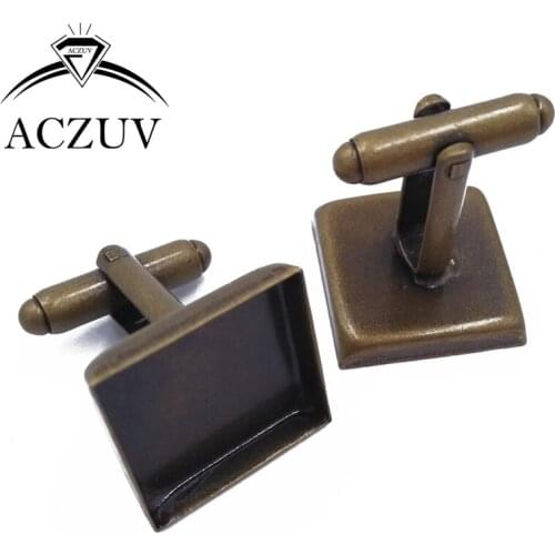 100Pcs 16mm 18mm 20mm 25mm Antique Bronze Square Bezel Cufflink Blanks Cufflinks Base Findings Glass Cabochon Settings SCL003
