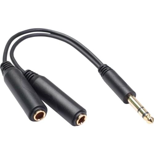 20cm gold-plated copper tape shielded stereo 6.35mm male to double 6.35 female one-to-two audio adapter cable