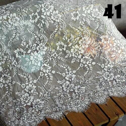 3M / Lot French Eyelash Lace Fabric Chantilly 150cm Two-Color Diy Exquisite Lace Embroidery Clothes Wedding Dress Accessories