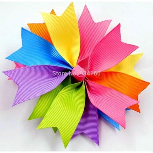 4.5" spring spiked Grosgrain clip bow headwear headdress girl -24pcs/lot