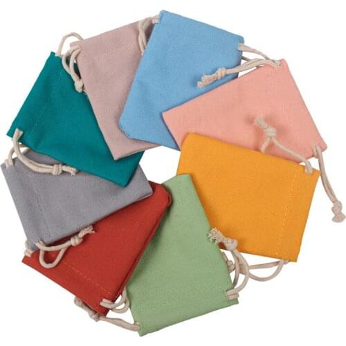 50pcs/Lot 9x12cm Foldable Cotton Fabric Grocery Bags Fashion Drawstring Storage Pouches Travel Package Gift Bag