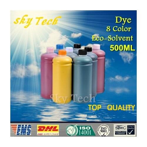 500ML*8 Dye Eco Solvent Ink suit for Epson 7600 9600 printhead Flatbed Printer, for wood , Leather , metal ,ceramic ,PVC