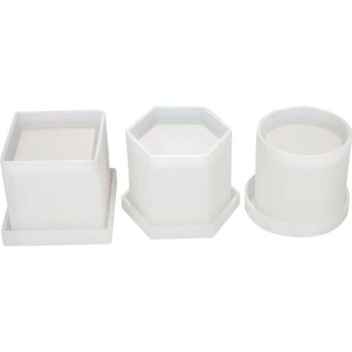 6 Pack Big Diy Planter Pot Mold Hexagon Cubic And Cylinder Resin Mold 3 Pack Coaster Silicone Mold Round Square Hexagon Square