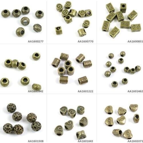 Antique Bronze Tone Jewelry Charms Mon Heart Loose Beads Hollow Big Hole Flower S Block Hope Bracelet Beading Crafting Making