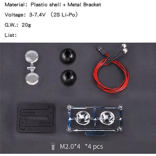 For GRC 1/10 T4 SCX10 Model Car Simulation 18mm Retro Round Spotlight Off-Road Searchlight Headlight G157H