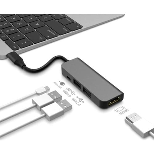 Docking Station Hub 4 In 1 Docking Station with 4K HDMI 2 Port USB Micro USB Type-c To HDMI for Samsung Galaxy Huawei MacBook