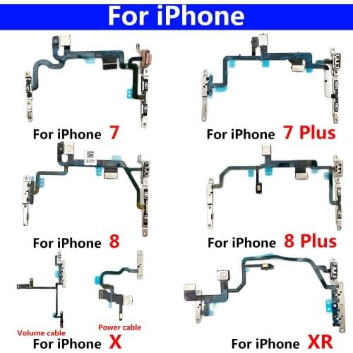 10Pcs/Lot Power Flex Volume Flex Cable For IPhone 7 8 Plus X XR XS Max With Metal Flexible Repair Replacement Parts