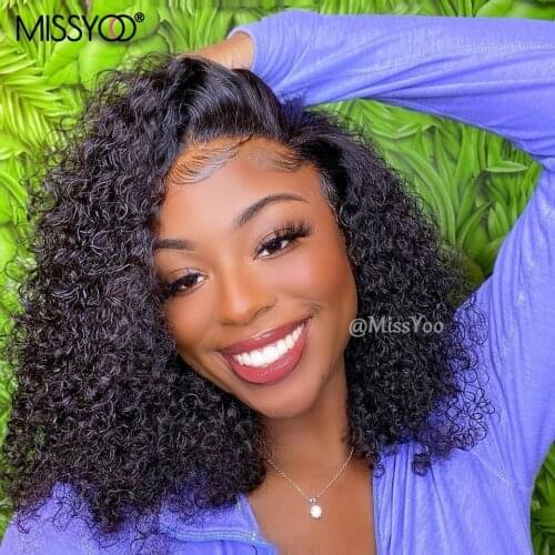 Malaysian Lace Front Human Hair Wigs Short Bob Curly Hair Wig 4*4 Lace Closure Wig For Black Women Pre-Plucked With Baby Hair