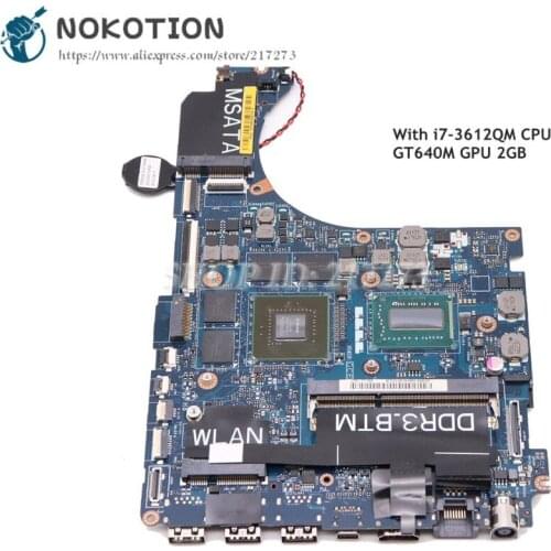 NOKOTION For Dell XPS 15 L521X Laptop Motherboard 15.6 inch CN-0HKTTR 0HKTTR QBL00 LA-7851P I7-3612QM CPU GT640M 2GB GDDR5