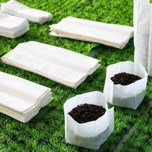 100Pcs Seeding Nursery Bags Non-Woven Fabric Garden Planting Pots Seedling Raising Nursery Bags Pouch Grow Bags high efficiency