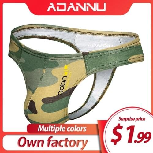 Sexy Gay Jockstrap Men Underwear Cotton Comfortable Underpants Breathable U Pouch Men Thong Cueca Tanga Penis Pouch AD311