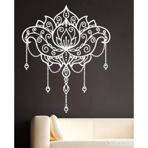Wall Decal Lotus Flower Vinyl Wall Sticker Yoga Center Bedroom Poster Mandala Buddha Livingroom Art Decor Interior C37