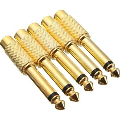 5pcs New Arrival 6.35mm 1/4" Mono Channel Plug to RCA Jack Audio Microphone Connecting Socket Adapter Accessories for Speaker