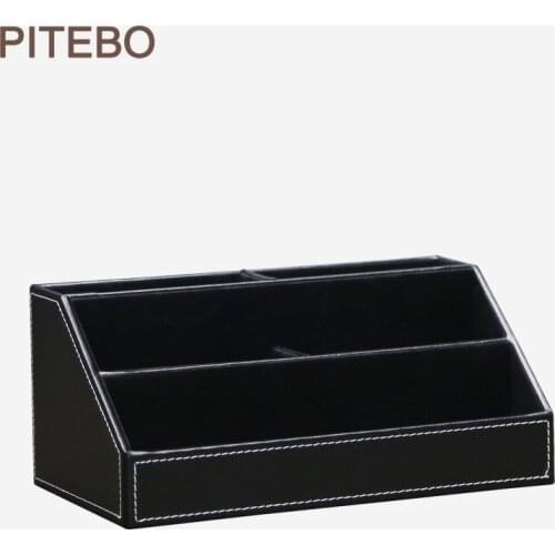PITEBO Home office leather desk stationery jewelry makeup sundries miscellaneous items holder container box organizer brown