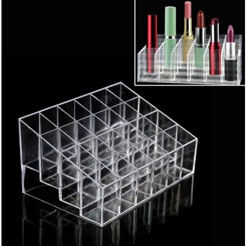 Transparent Cosmetic Storage Box Lipstick Display Stand Makeup Rack Polish Nail Grid 24 Small Sample I6K8