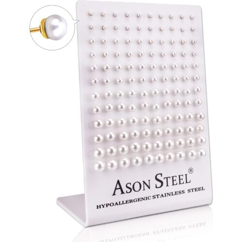 LUXUKISSKIDS Luxury 60pair/lot Fake Pearl Small Stud Earrings Set Stainless Steel Kids Men Screw Plug Earings For Women Jewelry