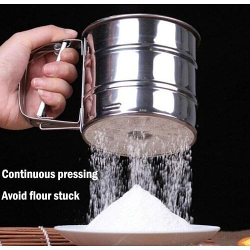 Handheld Stainless Steel Flour Sieve Powder Mesh Household Semi Automatic Stainless Steel Hand Screened Sugar Mesh Sieve Baking