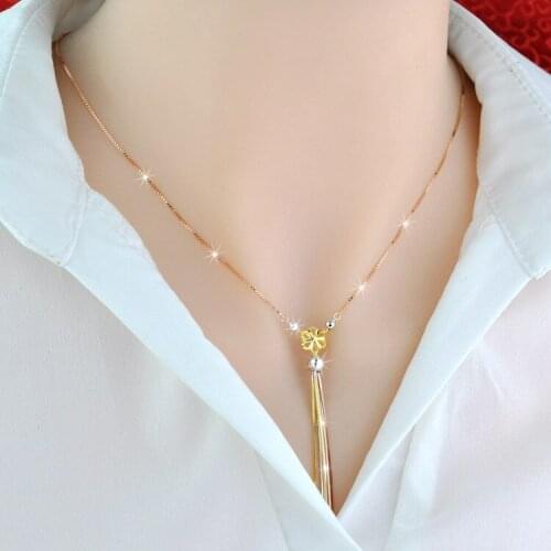 Silver necklace female net red with the same collar chain simple fringed Silver 18K Necklace Gift Valentines Day gift