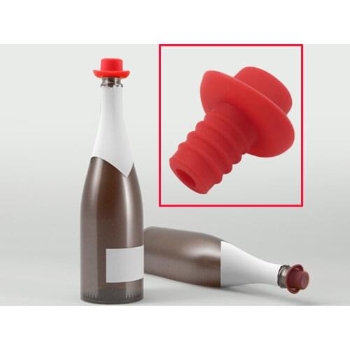 Silicone Bottle Stopper For Bottles Cap Wine Cork Wine Pourer Stopper Silicone Caps Cute Top Hat Fresh-keeping Gel Cork Bar 2pcs