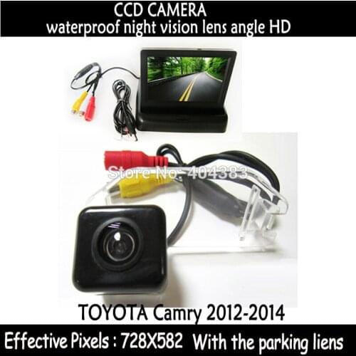 Car parking system HD CCD night vision car backup car rear view camera + Car Mirror Monitor for Toyota Camry 2012 2013 2014