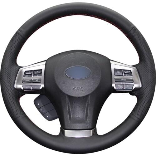 Hand-stitched Black Artificial Leather Car Steering Wheel Cover for Subaru Forester 2013-2016 Legacy 2013-2014 Outback 2013-2014