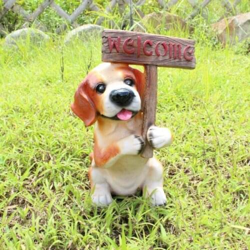 Outdoor Resin Creative Animal Crafts Welcome Card Placard Dog Ornaments Courtyard Garden Figurines Decoration Villa Furnishings