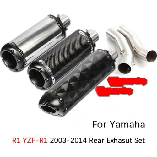 For Yamaha R1 YZF-R1 2003-2014 Motorcycle Exhaust Pipe 2 Mid Pipe Slip On 51mm Muffler Removable DB Killer Escape Left Right