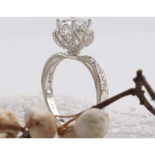 WYJZY Rose type inlaid AAA zircon ring gorgeous womens wedding jewellery ladies fashion exquisite jewelry attending party dress