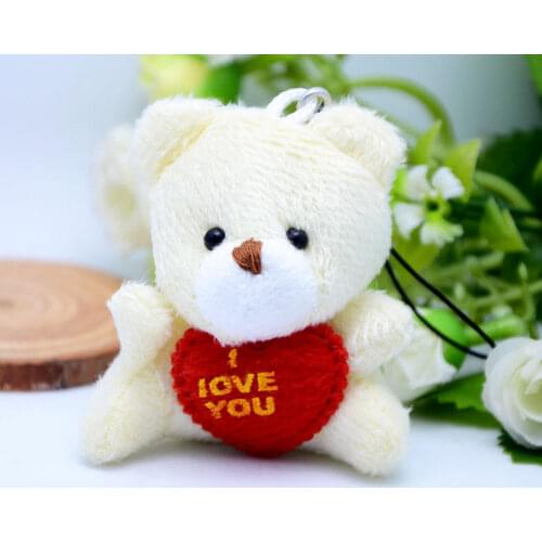 I love you Teddy bear keychain pendant Small size 6cm Bag ornament Wedding decoration