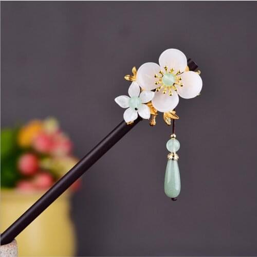 Yanting Ethnic Hair Stick For Women Natural Stone Wood HairPin Handmade Hair Accessories Vintage Jewelry Gift For Mum Girlfriend