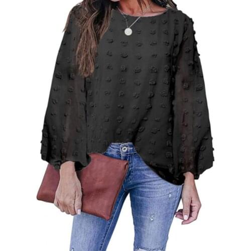 Women Blouse Jacquard Top Hair Ball Round Neck Pullover Streetwear Top T Shirt Ladies Womens Graphic Female Tee T-Shirt Solid