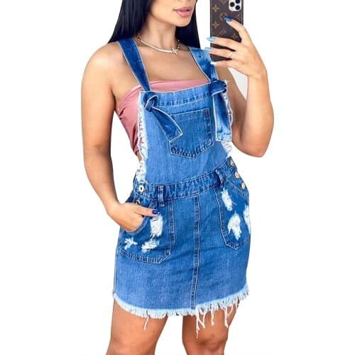 Womens Washed Ripped Denim with Pockets Casual Short Jumpsuits Fashion Ladies Baggy Denim Special Jeans Solid Loose Overall D30