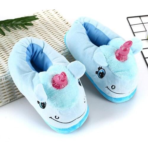 Winter Indoor Unicorn Women Slippers Couple Cute Cartoon Warm Home Shoes Girls Comfortable Cotton Anti-slip Bedroom Soft Slides