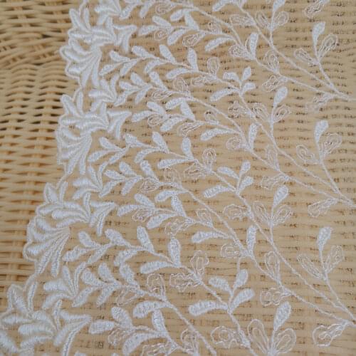 1 yard 19CM width Water soluble Ivory gauze embroidery lace trim sewing/ lace fabric light sky bluemade Dolls Dyed Fabrics