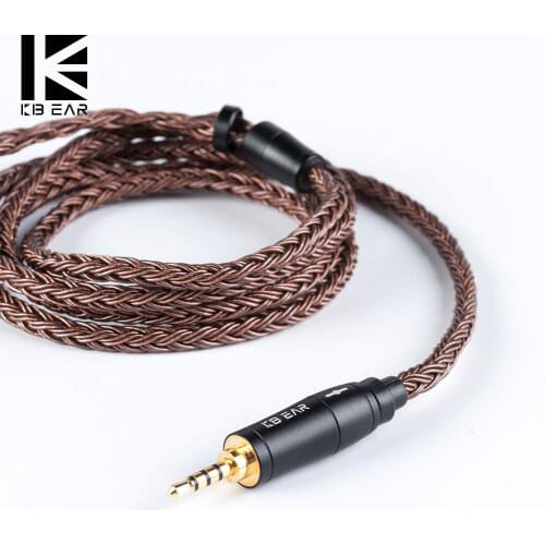 KBEAR 16 core pure copper cable With 2.5/3.5/4.4 Earphone Cable For C10 ZS10 TRN V90 BA5 KZ ZSX ZS10 PRO BLON BL-03 CCA C12 QDC