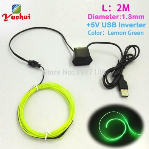 2Meters 1.3mm New design 10 colors Wedding decorative can be bent into any shape EL wire glowing Christmas tress