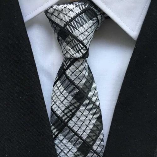2021 Mens Ties Jacquard Woven Neck Tie Black White Classic Plaids Neckties to Match Shirts
