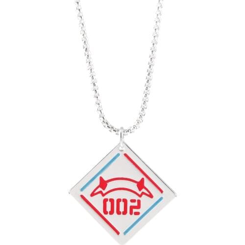 Anime DARLING in the FRANXX Pendant Necklace ZERO TWO Code 002 Red Devil Horn Cosplay Necklace for Women Men Jewelry Gift