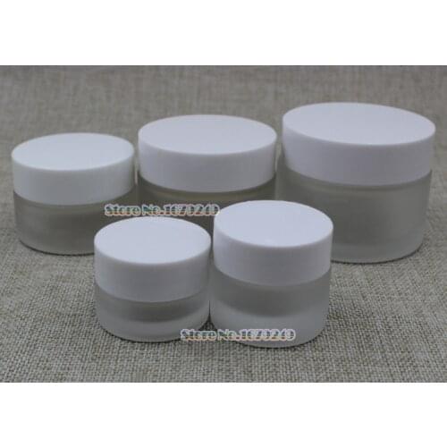 30g/ml White cap Frosted Glass Jar Empty Cream Jars Cosmetic Packaging Containers cosmetic jar,plastic cap jar 100pcs/lot